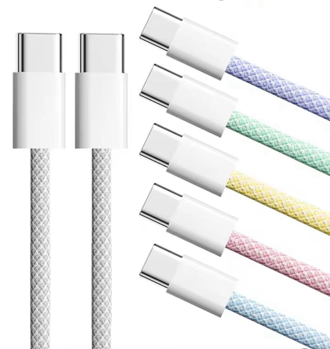 LOTE 10 x CABLE NAILON 1M TIPO-C A TIPO-C 60W