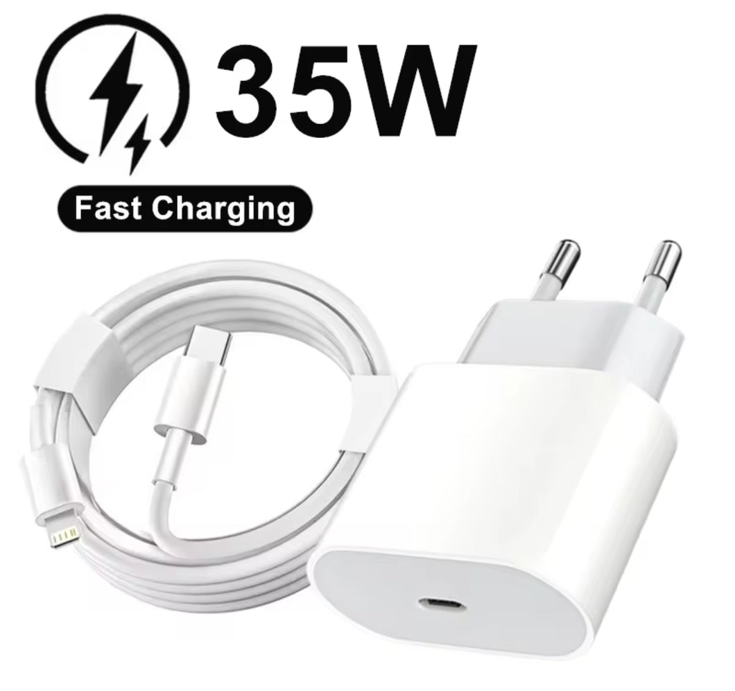 LOTE 5 x CARGADOR COMPLETO LIGHTNING 35W (1,5M)