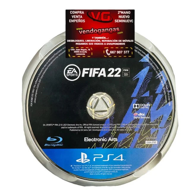 FIFA 22 SONY PS4 SIN CARÁTULA