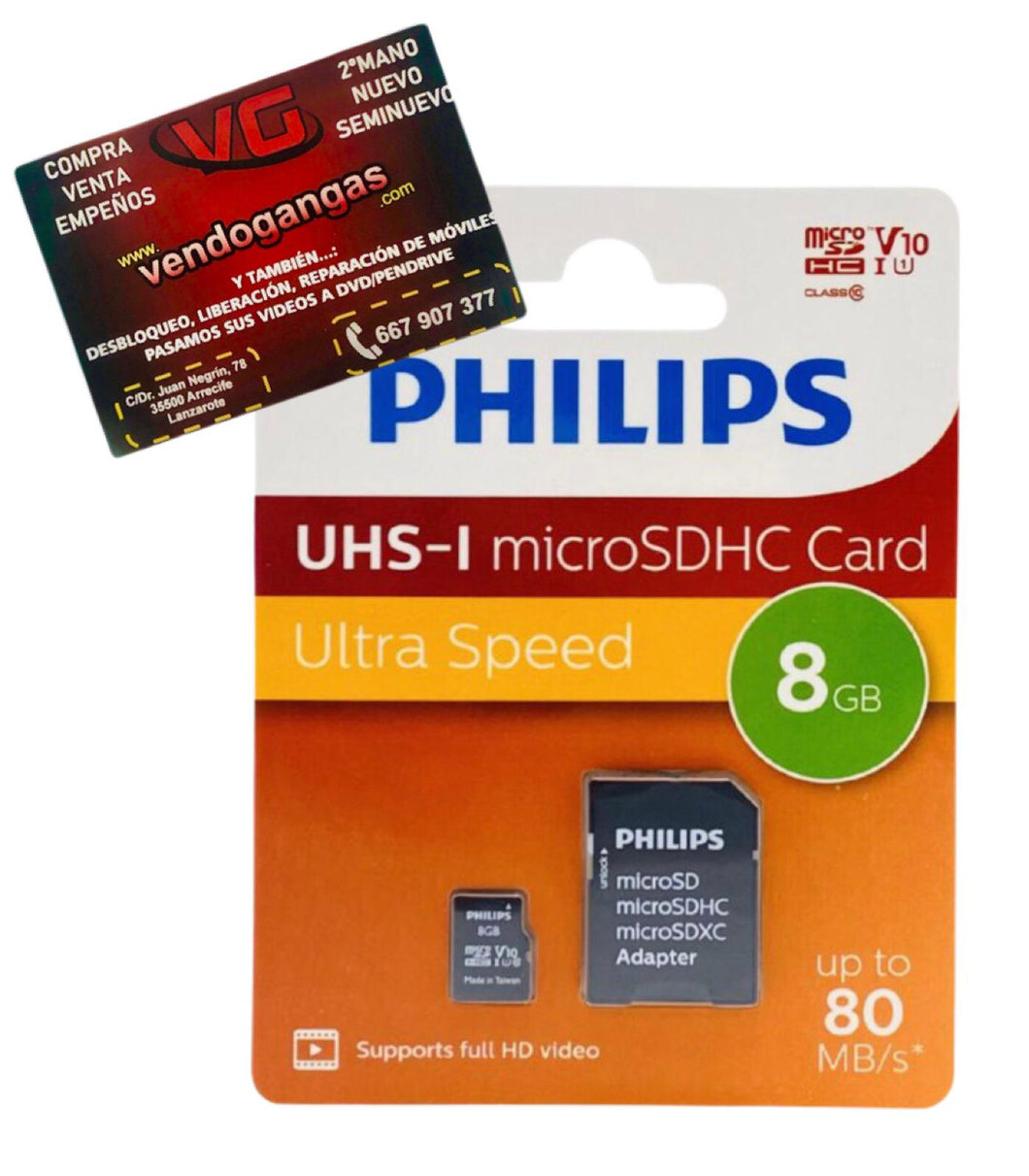 MICRO SD 8GB PHILIPS A ESTRENAR